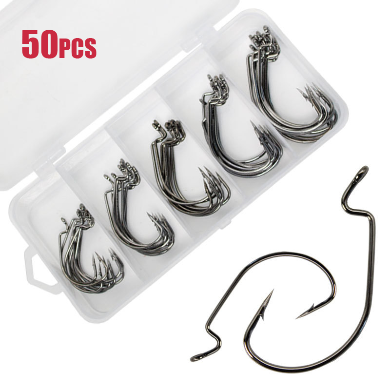 Fishing Hook Offset - 50 Uds anzuelo de gusano ancho