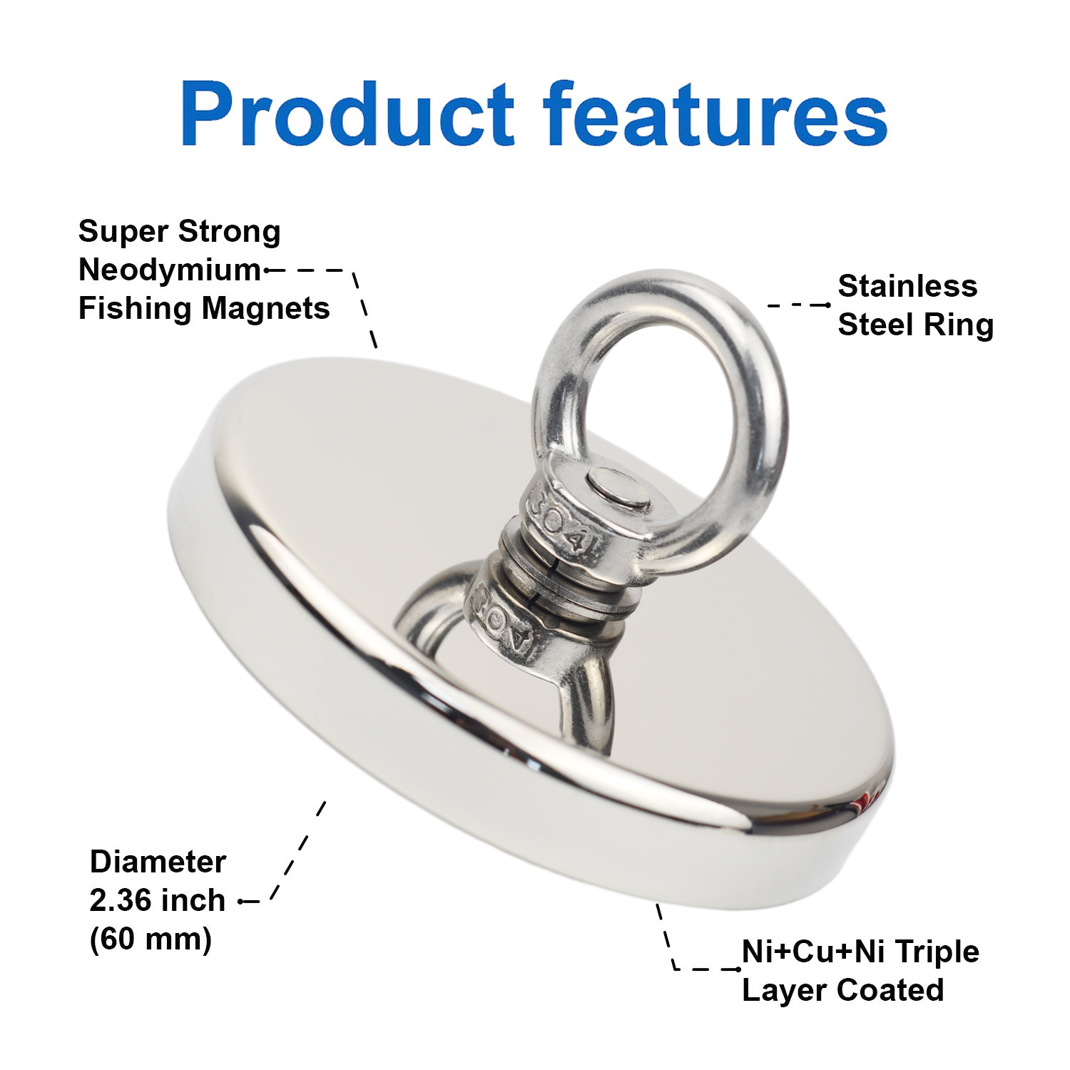 D90 Pull Max 350kg imanes de p - Fishing Hook Stainless Steel reseña y precio