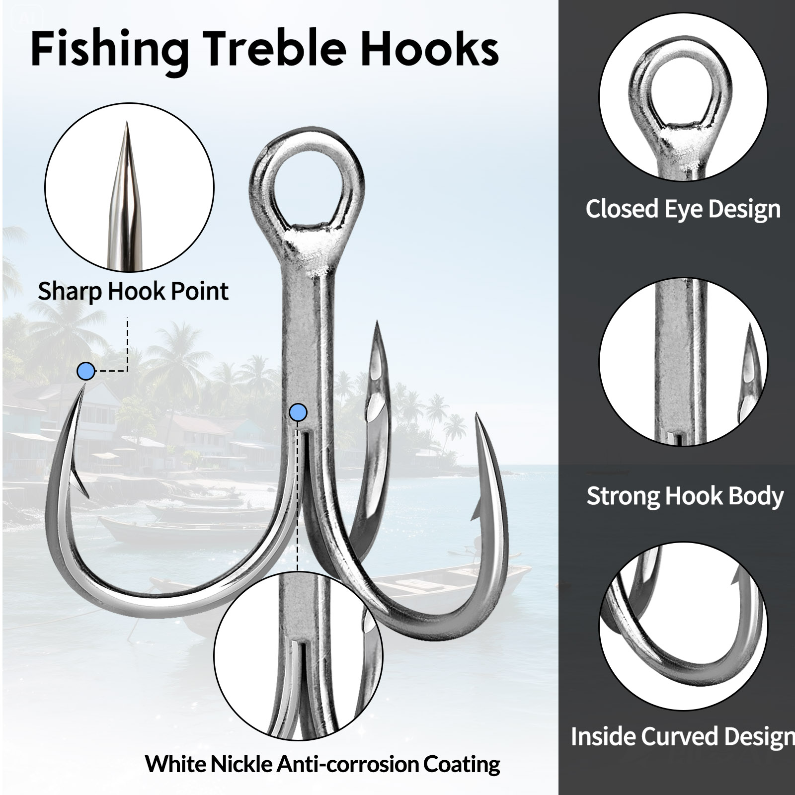 Anzuelos triples de agua salad - Fishing Hook Offset reseña y precio