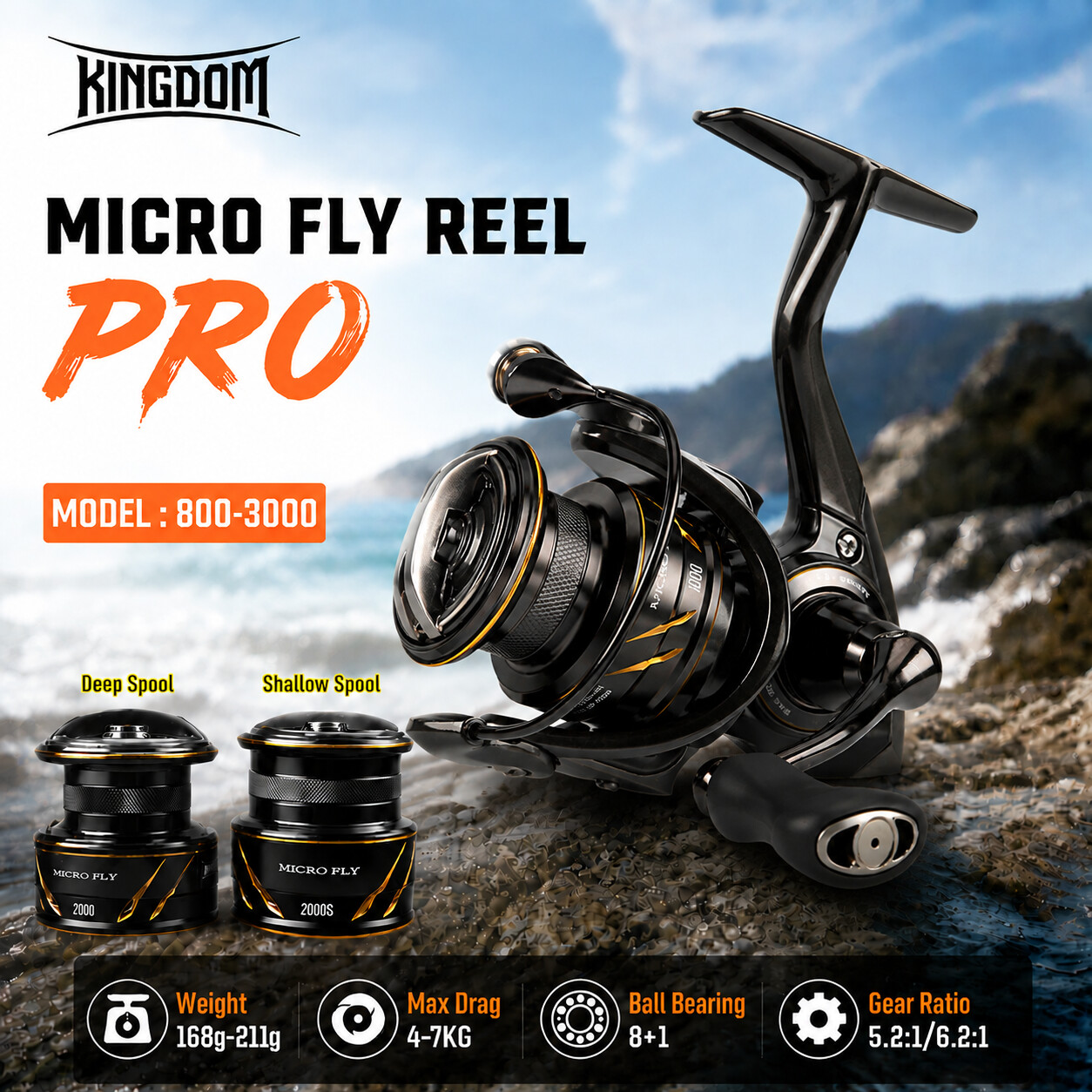 Carrete de Pesca Kingdom Micro - Abu Garcia Reel Revo reseña y precio